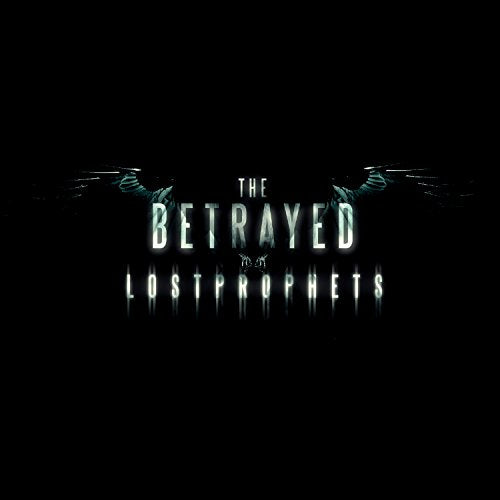 Album cover for The Betrayed by Lostprophets featuring glowing text and stylized wing motifs.