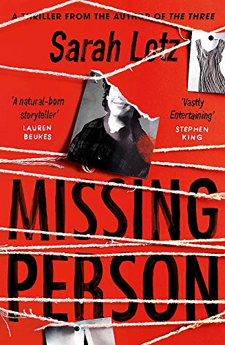 Book cover for Missing Person by Sarah Lotz featuring a torn black-and-white photo.