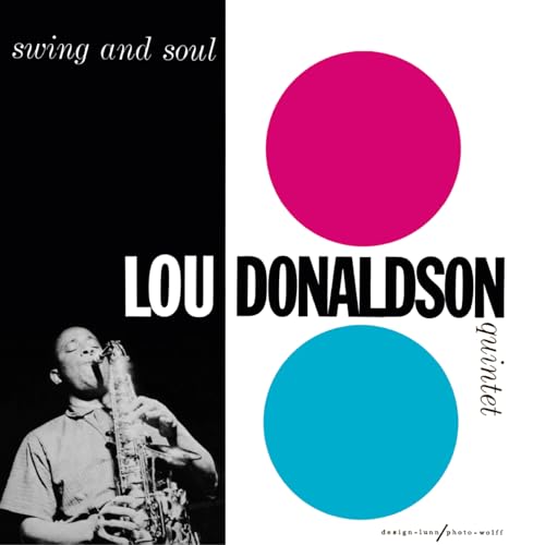Lou Donaldson album cover with a saxophonist and colorful geometric shapes.