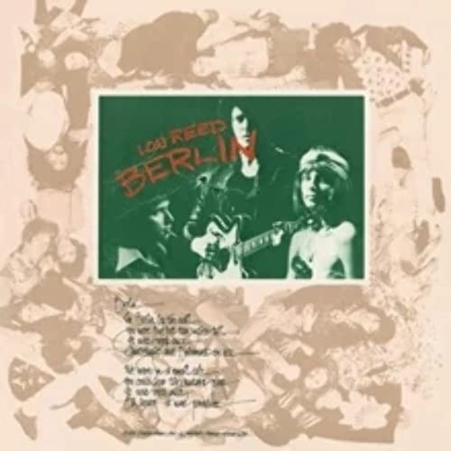 Lou Reed's "Berlin" vinyl album cover with portraits and textured background.