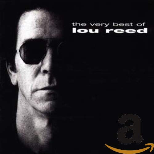 Black and white portrait of Lou Reed wearing sunglasses, album cover.
