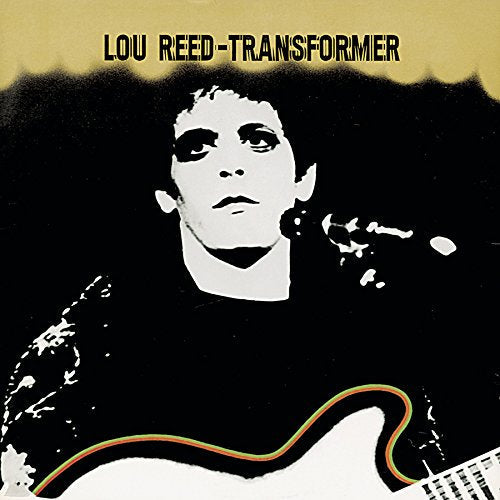 Lou Reed’s “Transformer” album cover: black and white portrait with guitar.