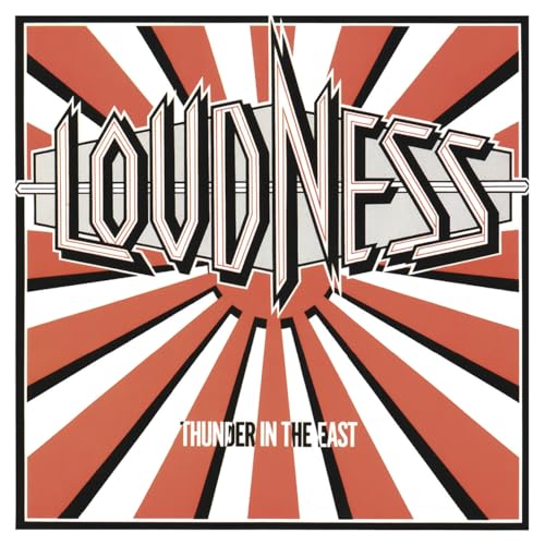 Loudness Thunder in the East album cover with red and white sunburst background.