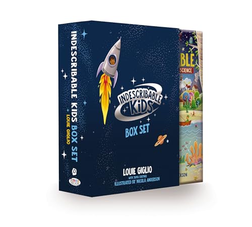 Box set of three devotional books with rocket and science illustrations.