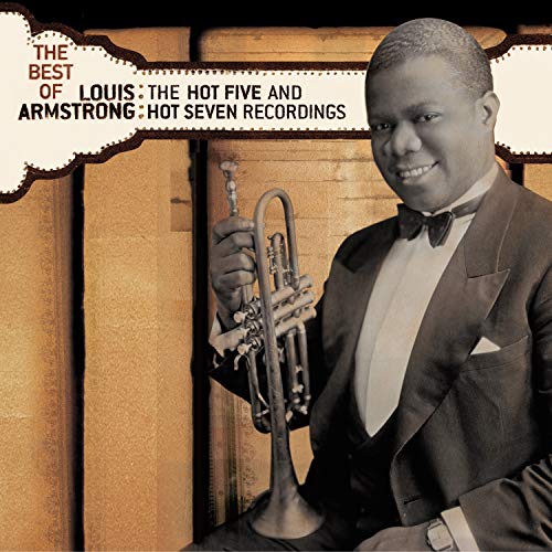 Louis Armstrong in suit and tie, holding a trumpet, CD cover.