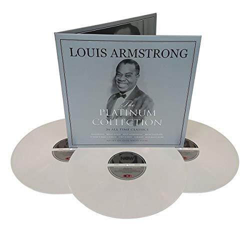 Louis Armstrong Platinum Collection gatefold album cover with three white vinyl records.