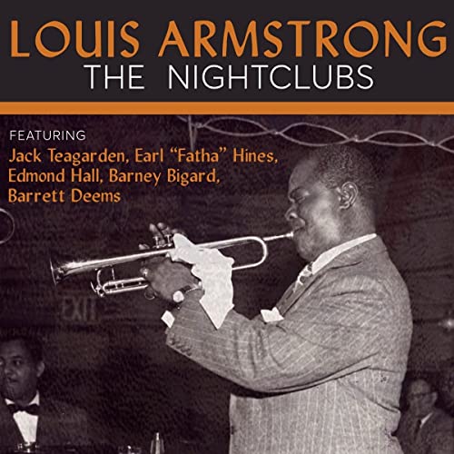 Louis Armstrong playing the trumpet on the cover of The Nightclubs vinyl album.