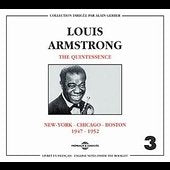 Louis Armstrong CD cover, black and white portrait, text details.