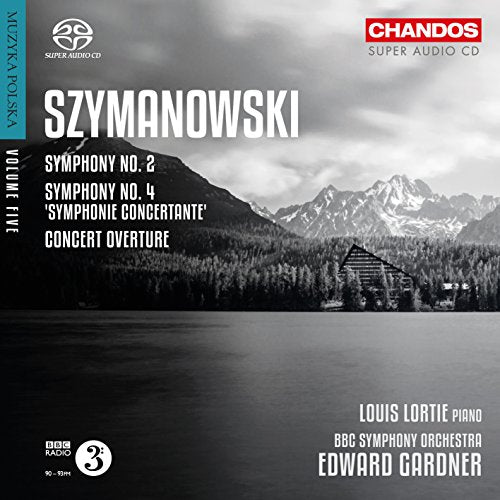 CD cover for Szymanowski symphonies with a mountain landscape.