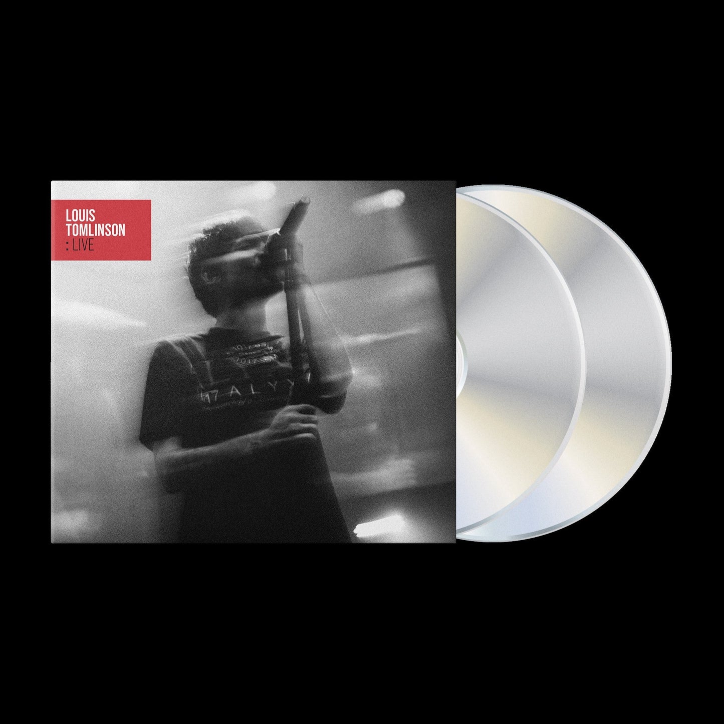 Louis Tomlinson “Live” CD case with a grayscale performance image.
