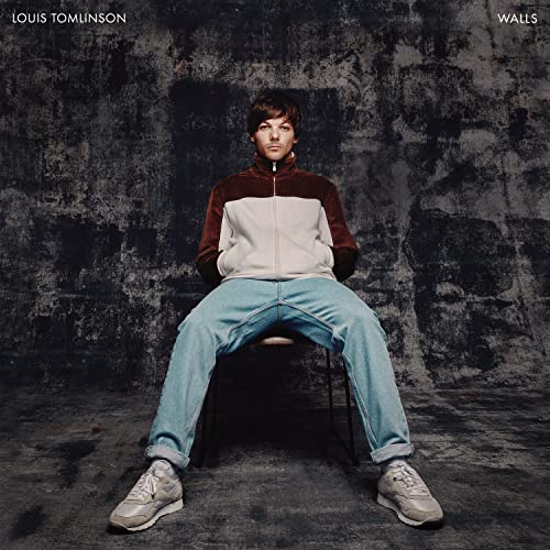 Louis Tomlinson album cover, featuring a seated portrait against a textured wall.