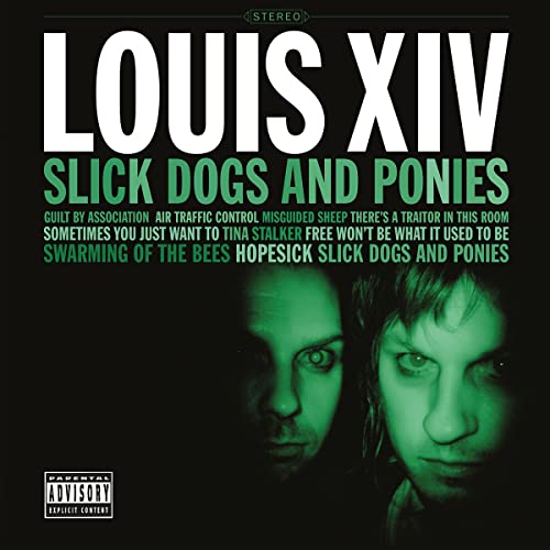 Album cover for Louis XIV’s “Slick Dogs and Ponies” featuring two men’s faces.