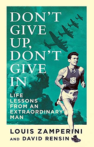 Book cover: runner with planes, teal background, bold white text.