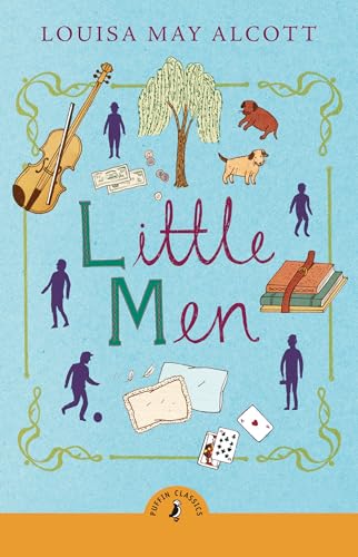 Book cover for "Little Men" with illustrations of boys, dogs, and objects.