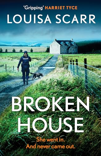 Book cover: police officer and dog walking towards a remote house.
