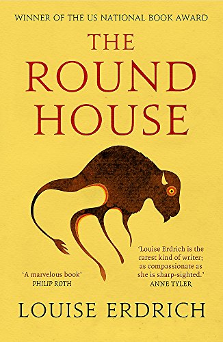 Book cover: "The Round House" by Louise Erdrich, with a bison silhouette.