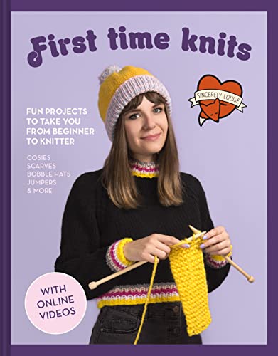 Book cover featuring a woman knitting, wearing a knitted hat and sweater.