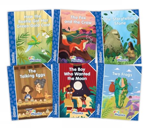 Six colorful children’s books with illustrated covers, part of a reading set.