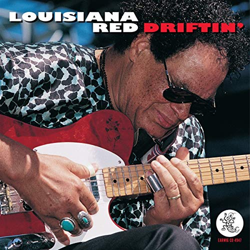 Louisiana Red playing a red electric guitar, album cover.