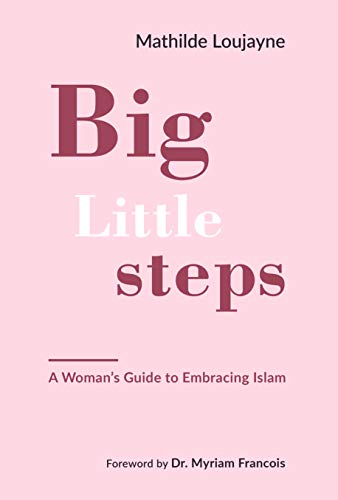 Book cover with pink background and title "Big Little Steps" in brown text.