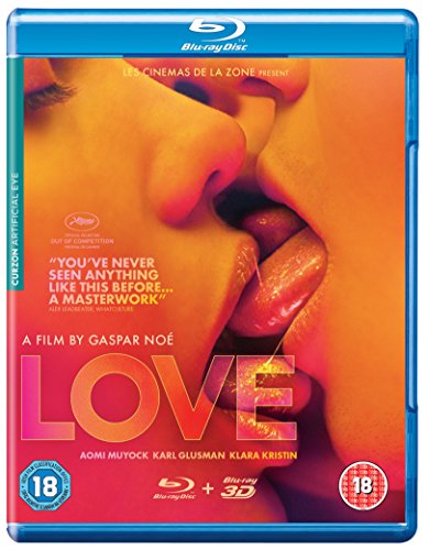 Blu-ray cover for the film "Love" featuring a close-up of lips.