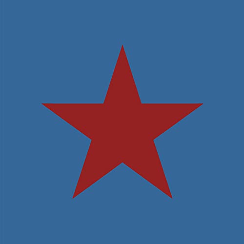 Red five-pointed star on a solid blue background.