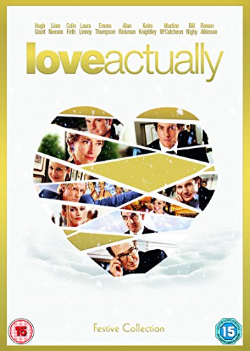 “Love Actually” DVD cover with a heart-shaped collage of actors’ faces.