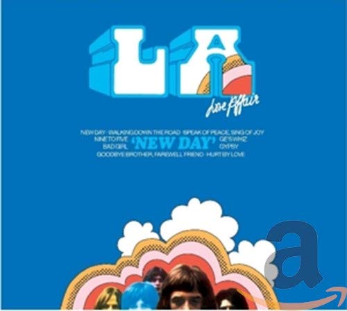 CD cover for Love Affair’s “New Day” featuring band members and clouds.