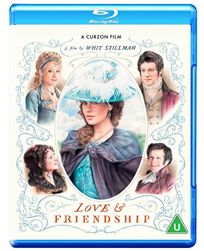 Blu-ray cover for "Love & Friendship" featuring portraits of characters.