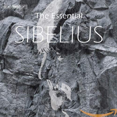 CD cover for Sibelius’ “The Essential” with rocky, grayscale imagery.