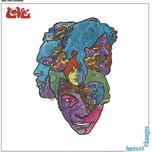 Album cover for Love’s “Forever Changes” featuring layered, colorful faces.