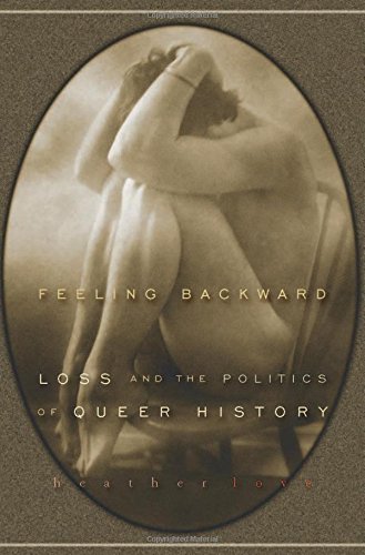 Book cover: sepia-toned image of embracing figures, text “Feeling Backward.”