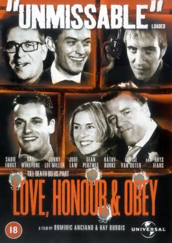 DVD cover featuring six actors’ portraits and bullet hole effects.
