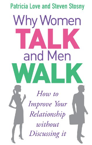 Book cover with silhouettes of a woman and man, titled “Why Women Talk and Men Walk.”