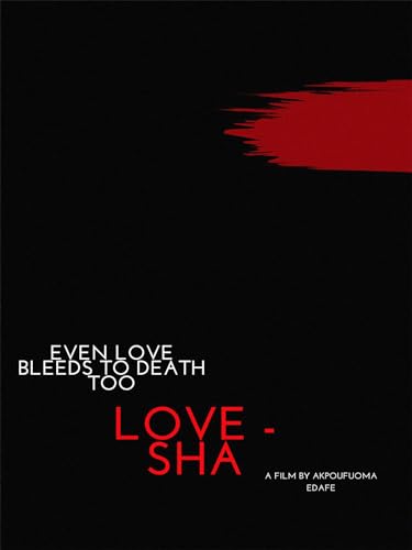 Black background with red brushstroke and white text: "Love-Sha".