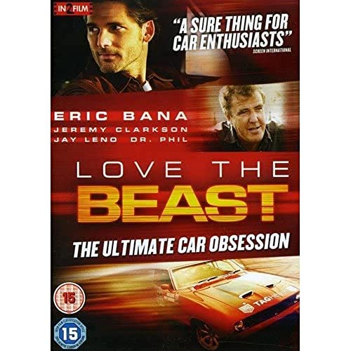 DVD cover for “Love The Beast” featuring Eric Bana and a red car.