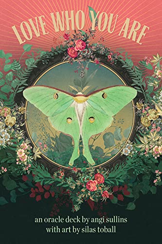 Oracle deck cover with a green luna moth surrounded by flowers.