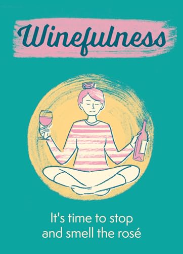 Illustration of a woman meditating with a glass of wine and bottle.