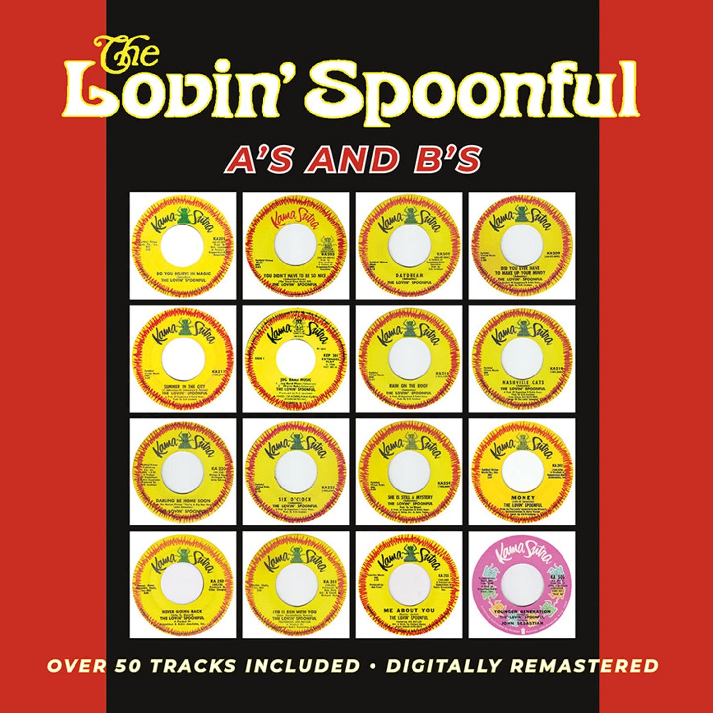 CD cover for Lovin’ Spoonful’s “A’s and B’s” featuring record label images.