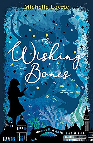 Book cover showing silhouettes of mermaids and a girl above a Venetian cityscape.