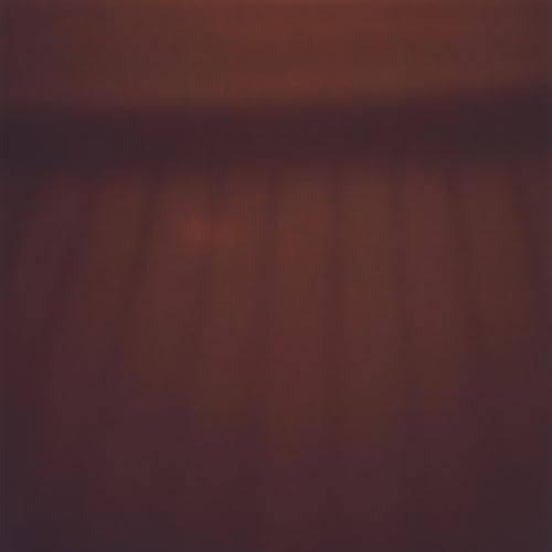 Blurred reddish-brown vinyl record sleeve, possibly with gold accents.