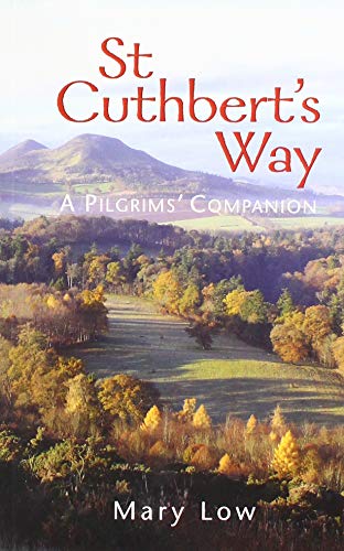 Book cover with St Cuthbert's Way map and pilgrim symbols on a natural background.