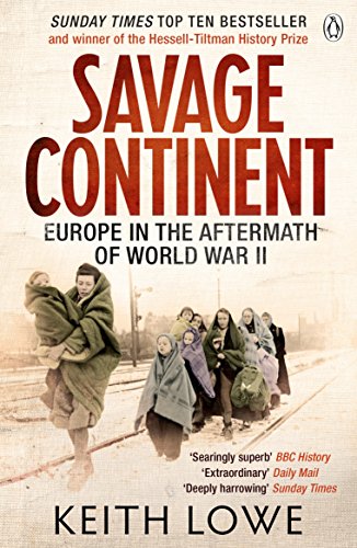 Book cover showing refugees walking along train tracks in post-World War II Europe.