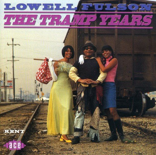 Album cover with man and two women standing by train tracks.