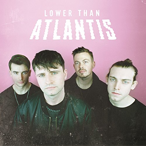 "Album cover featuring four men against a pink background with white text."