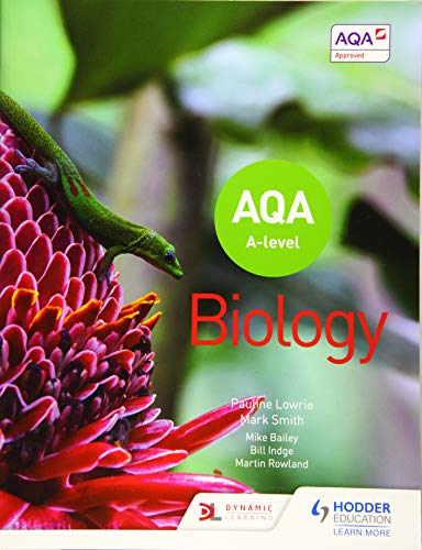 AQA A-Level Biology textbook cover with a lizard on a flower.