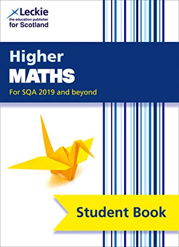 Blue “Higher Maths” textbook cover with origami bird and yellow banner.