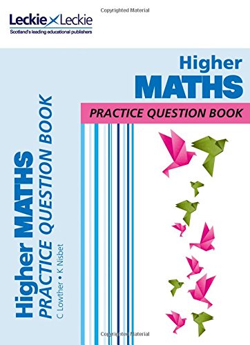 Blue and pink “Higher Maths Practice Question Book” cover with origami birds.
