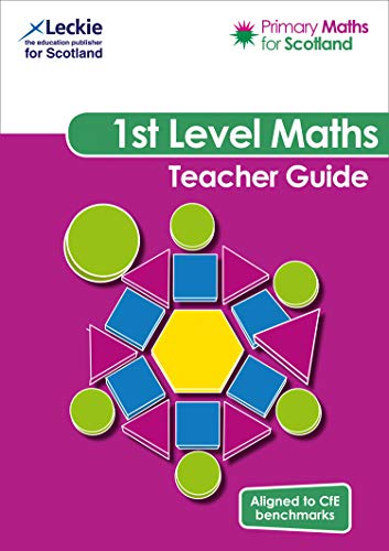 First Level Maths Teacher Guide cover with colourful geometric shapes.