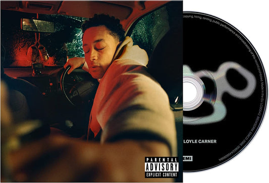 CD cover for Loyle Carner’s “hugo” featuring a portrait and abstract design.